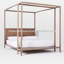 Cama doble con dosel de madera maciza